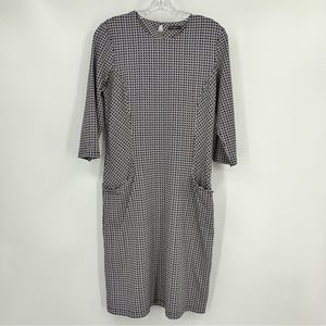 J. McLaughlin Shift Dress Catalina Cloth Mega Dot Dash Print Black White Size M